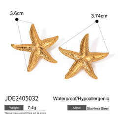 OCEAN SHELL 18K GOLD STAINLESS STEEL EARRINGS_CWMM2360