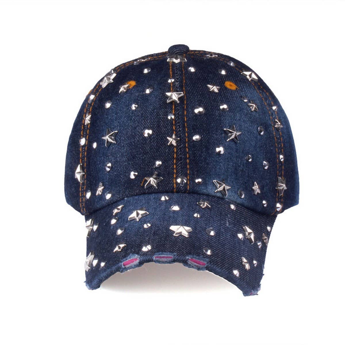 STARRY RHINESTONE DENIM BASEBALL CAP SUN HAT_CWAH0999