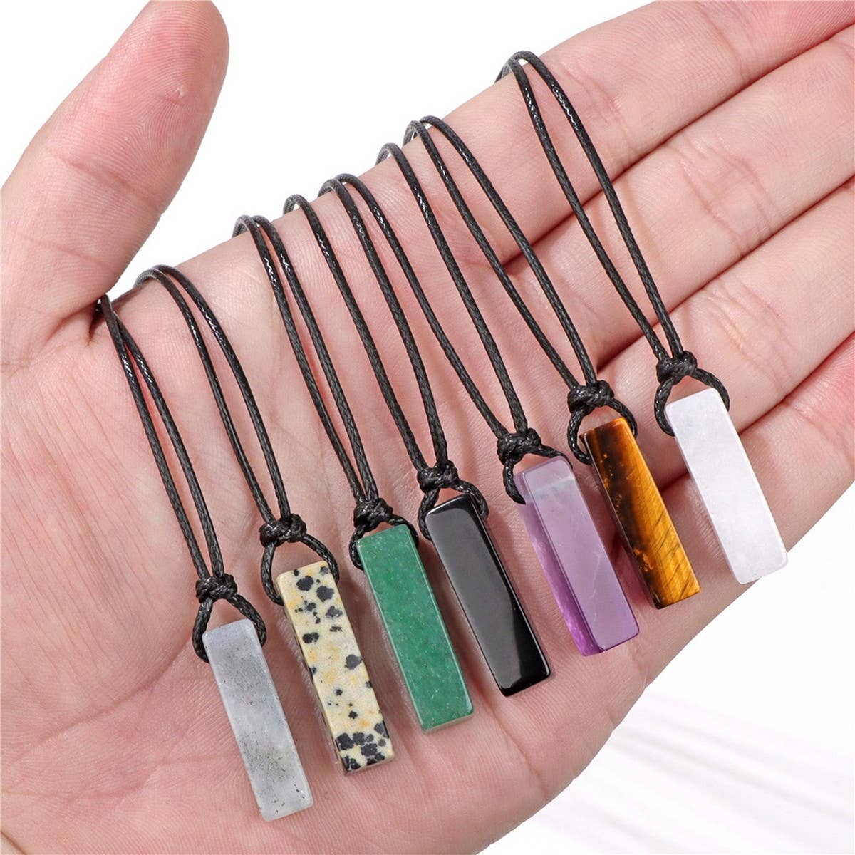 Cwaje3881_Irregular Stone Rectangular Pendant Necklace