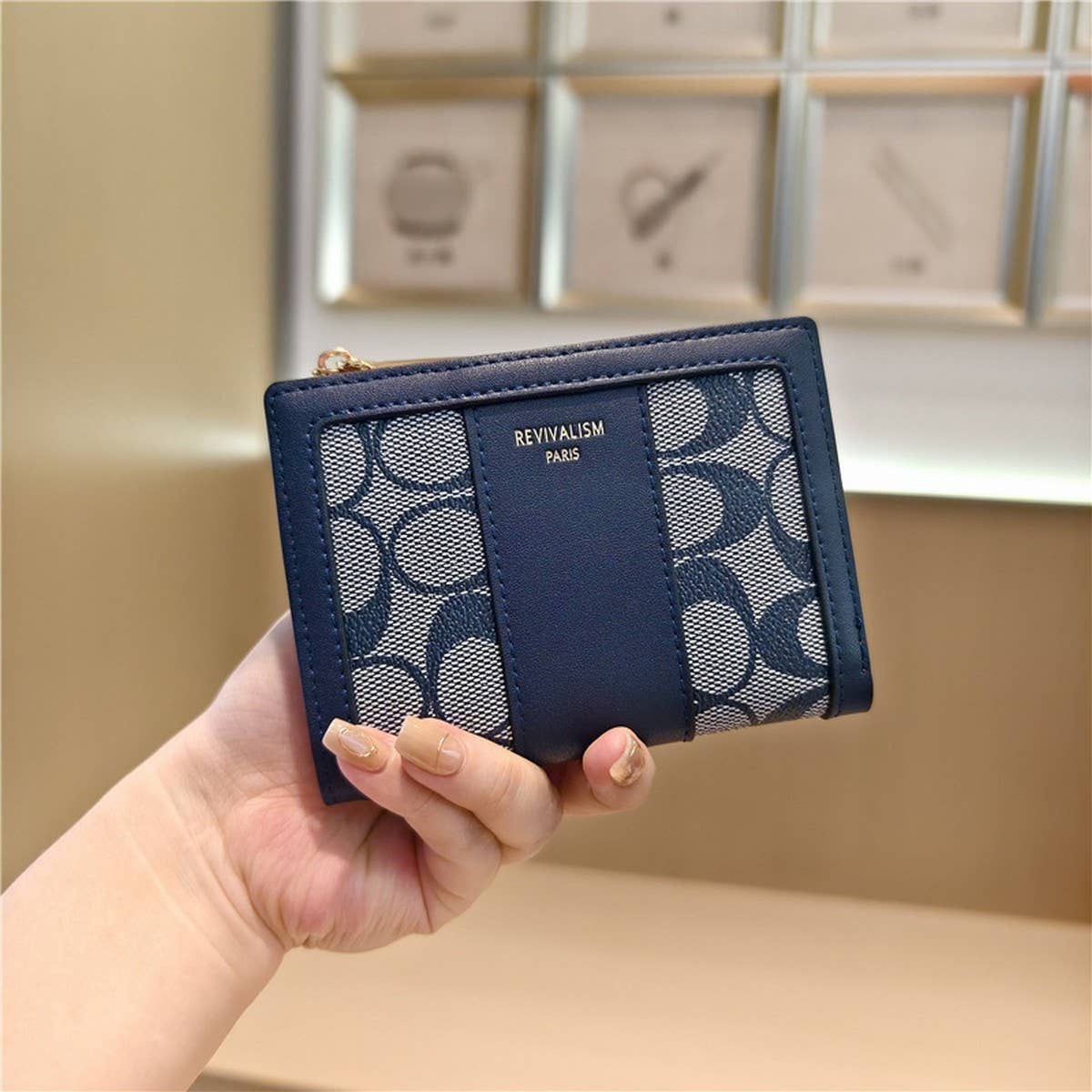 Geometric Pattern Bifold Zip Snap Wallet For Women_Cwab06204
