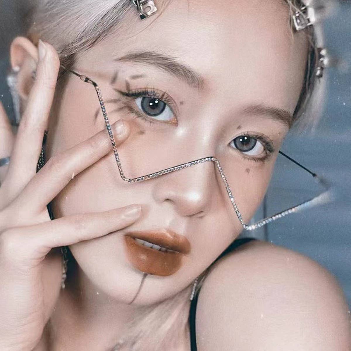 HALF RIMLESS METAL CHAIN GLASSES FRAME_CWASG0365