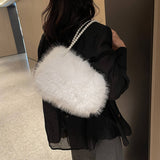 Winter Fashion Pearl Chain Shoulder Plush Bag_Cwab3950