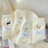 SOLID COLOR EMBROIDERED CARTOON THICK WARM SOCKS_CWMS0874