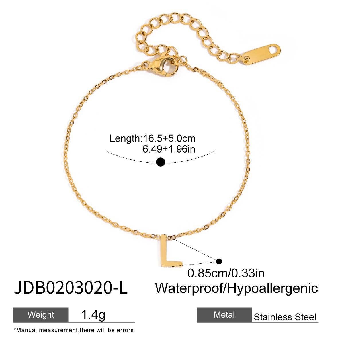 18K GOLD TITANIUM LETTER NECKLACE BRACELET SET_CWAJE4743