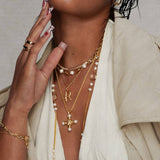 PERSONALIZED PEARL ZIRCON CROSS NECKLACE_CWMM5307