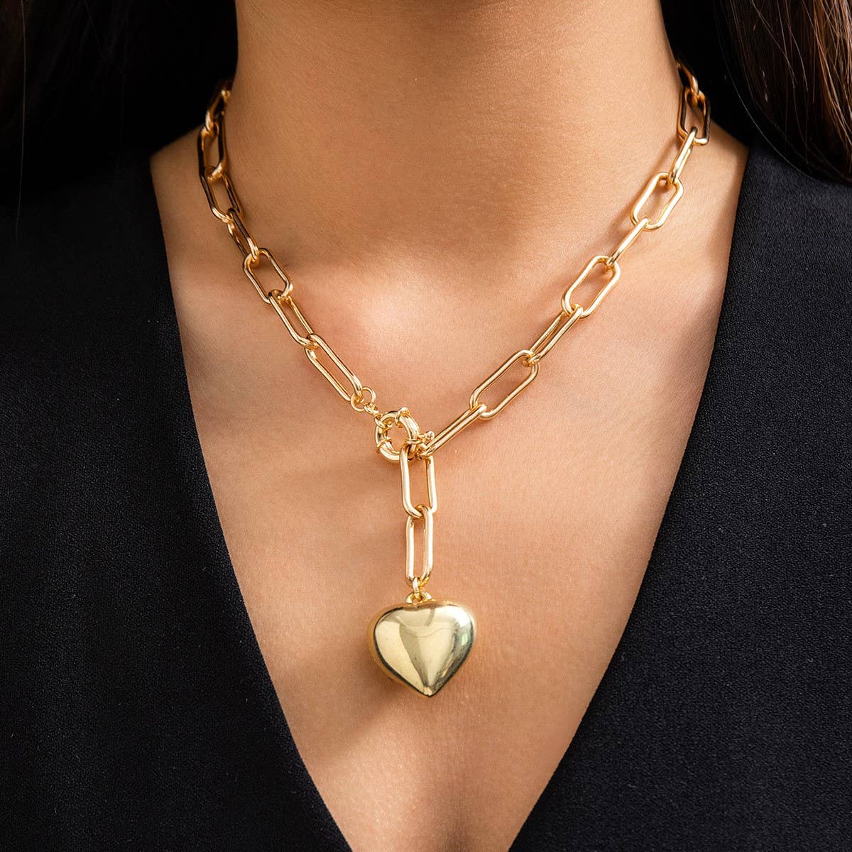 Minimalist Heart-Shaped Collarbone Chain Necklace_Cwaje1132