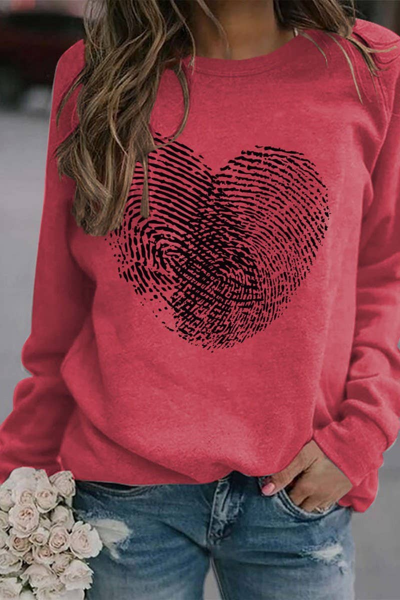 Valentine Day Heart Print Long Sleeved Pullover_Cwtstl0989
