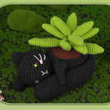 CAT POT PLANT CROCHET NEEDLE MATERIAL PACK_CWMM0817