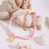 18K GOLD DOUBLE LAYER SHELL ANKLET STAINLESS_CWAJE4701