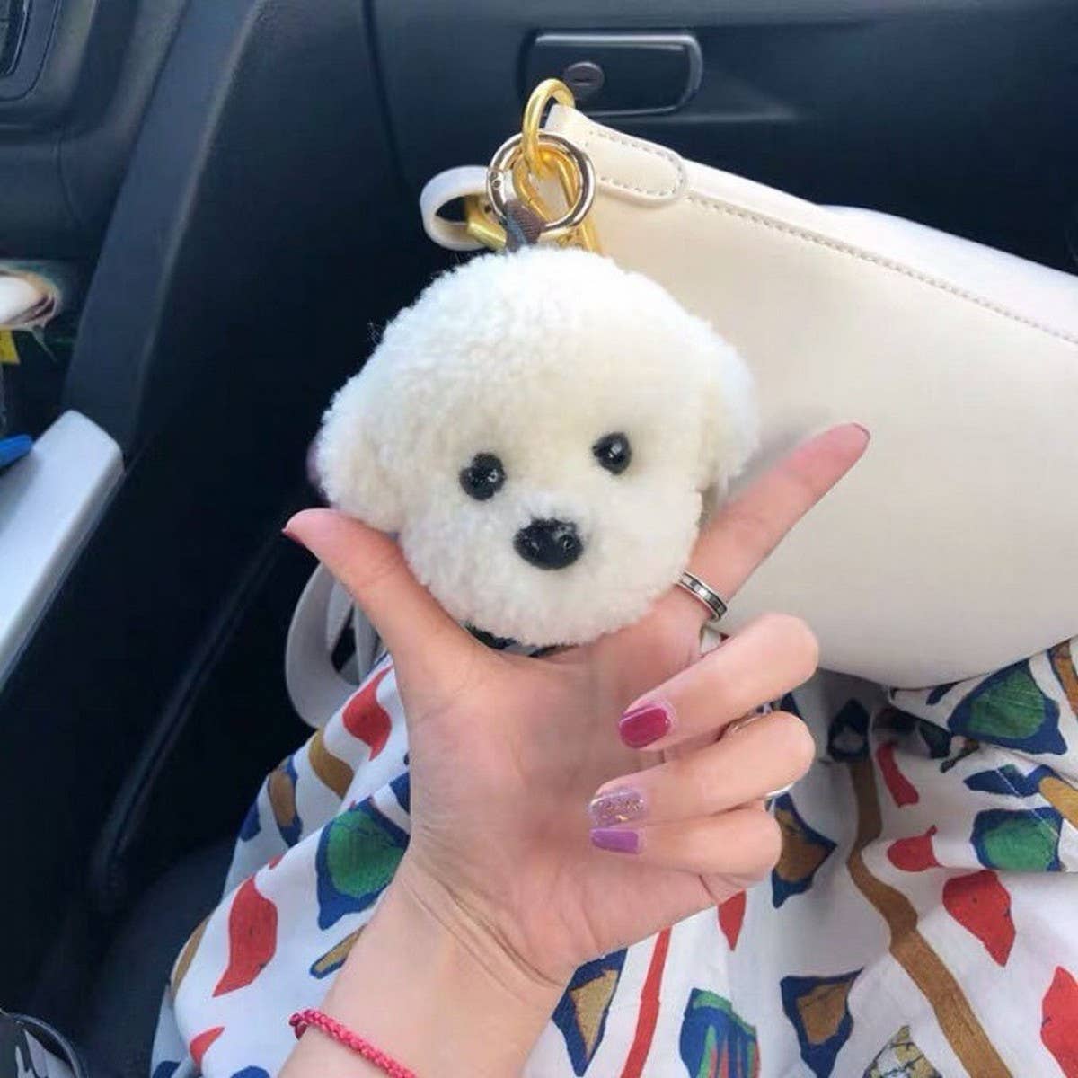 LAMB FUR PUPPY PLUSH BAG PENDANT CAR KEYCHAIN_CWMM2500