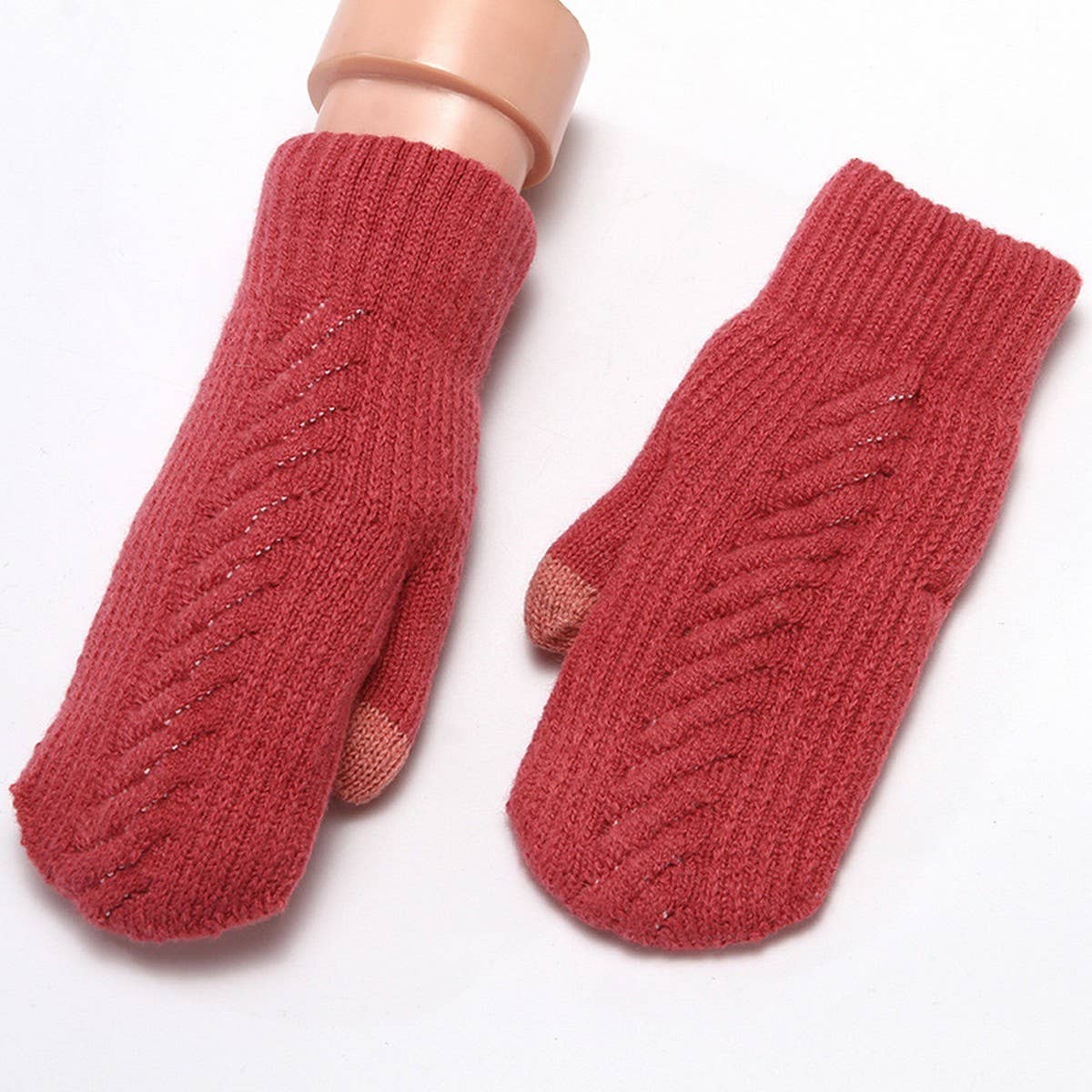 Winter Womens Cute Thick Knit Touchscreen Gloves_Cwag0271