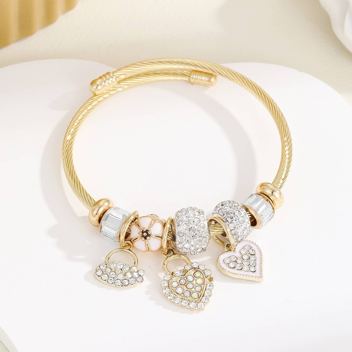 DIY GOLD STAINLESS STEEL ADJUSTABLE COUPLE BRACELET_CWMM8592