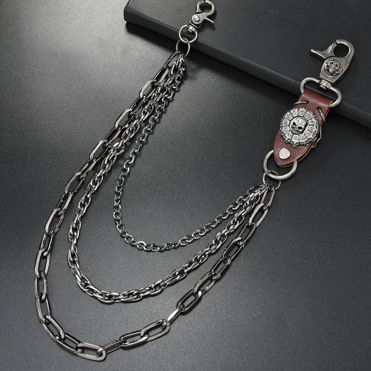 PUNK SKULL PENDANT MULTI LAYERED TROUSER CHAIN_CWMM4879