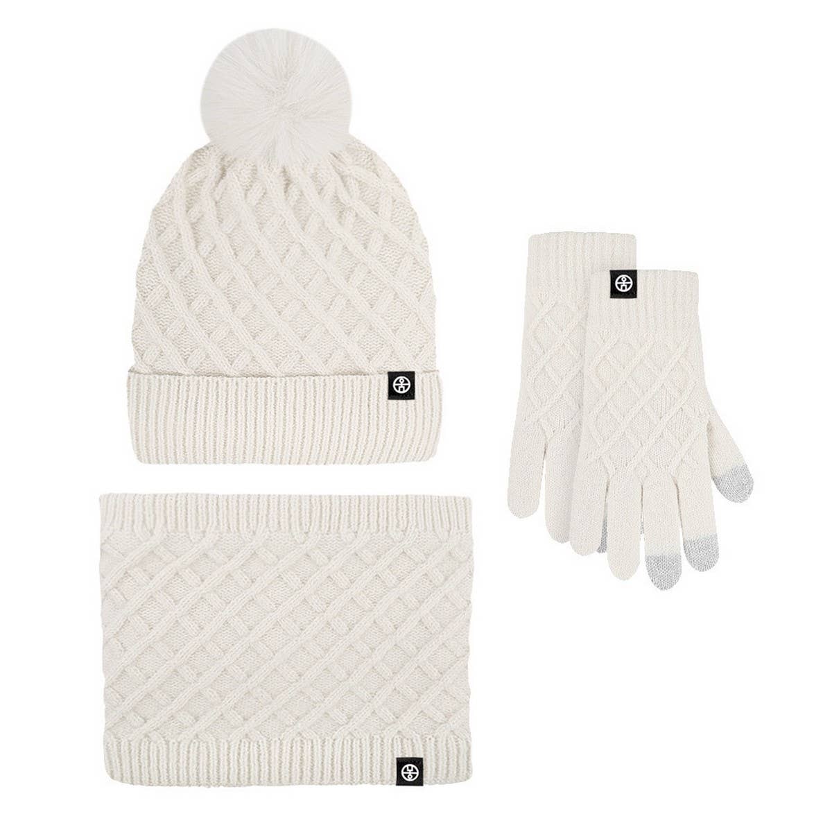 Winter Warm Wool Hat Scarf Gloves Three-Piece Set_Cwmm2774