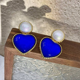Women Retro Blue Series Gemstone Earrings