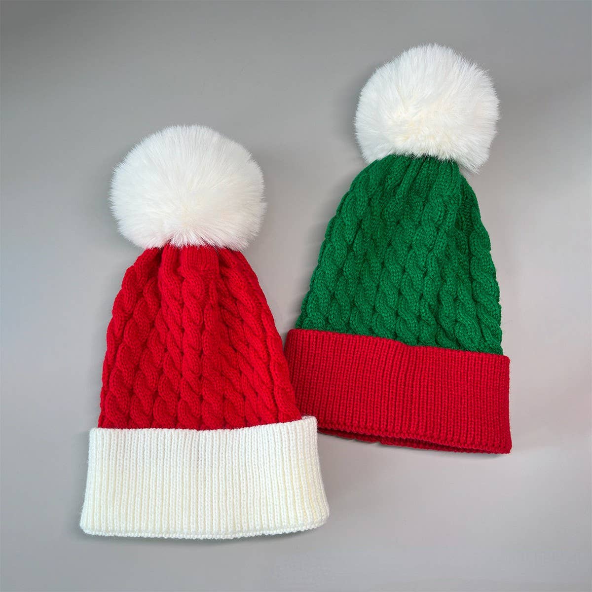 Cwah0749_Christmas Bell Knitted Santa Hat With Twist