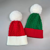 Cwah0749_Christmas Bell Knitted Santa Hat With Twist