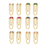 COLORED ZIRCON CHAIN TASSEL EARRINGS_CWAJE1020
