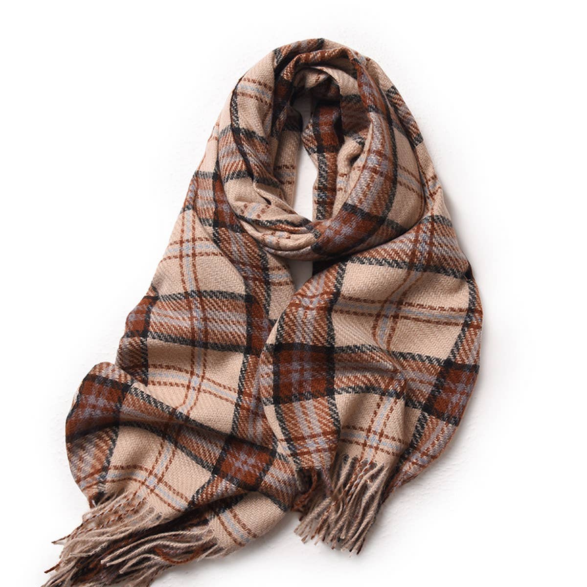 PLAID WINTER SCARF FOR WOMEN SOFT TASSEL SHAWL_CWASC0224
