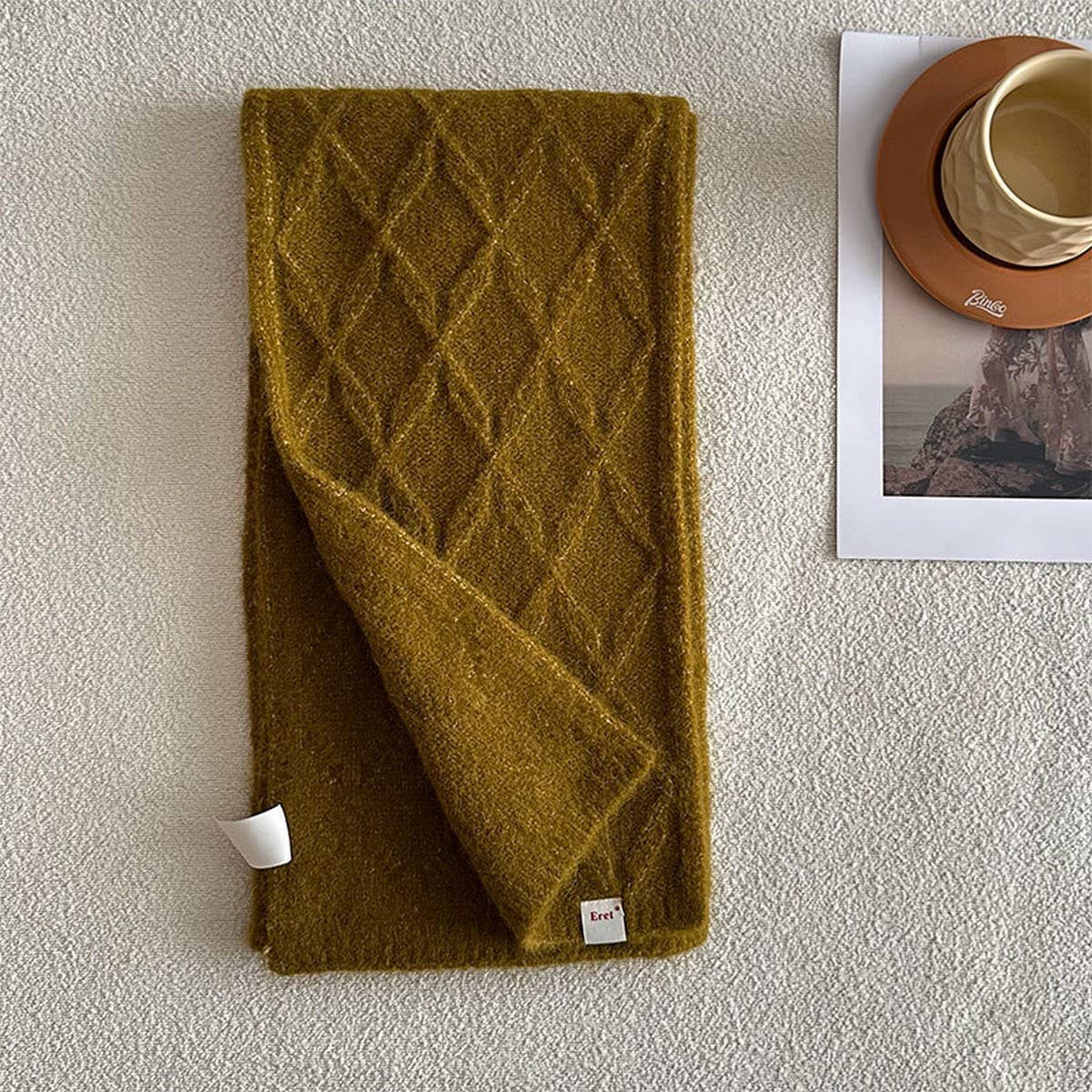 RETRO KNIT SCARF WOOL BLEND REVERSIBLE WRAP_CWASC2355