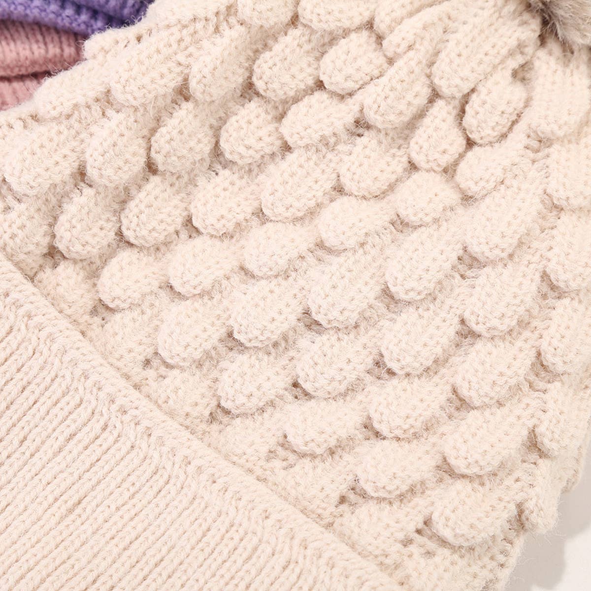 NEW PINEAPPLE PATTERN POM POM KNITTED HAT_CWAH1612