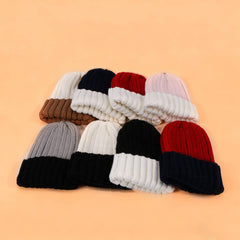 Women¡¯S Knit Two-Tone Pom Beanie Winter Hat_Cwah04990