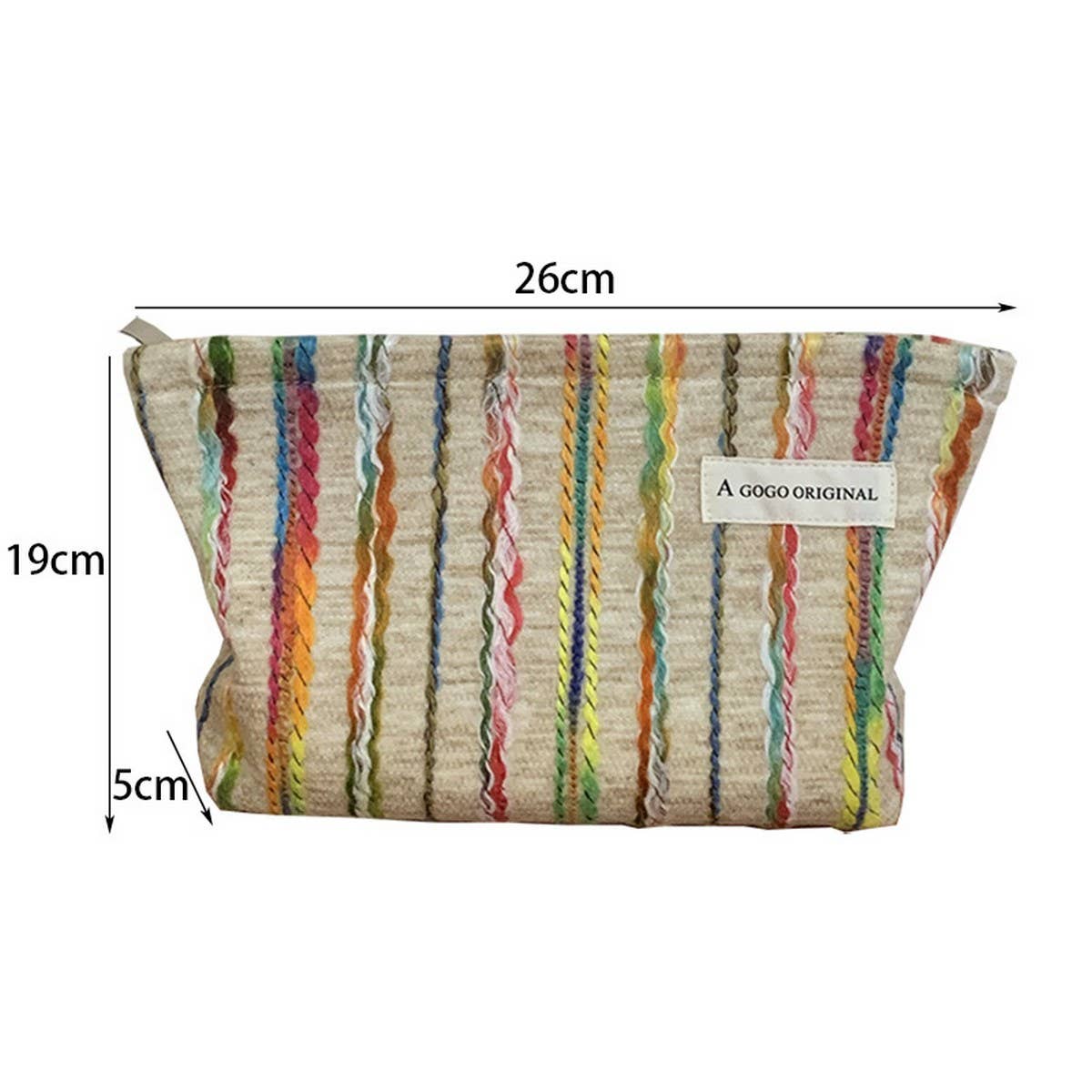 Wool Striped Makeup Bag Large Travel Wash Pouch_Cuab00718