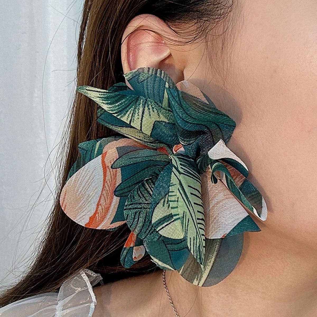 BOHO FABRIC PRINT HANDMADE ARTISTIC EARRINGS_CWMM6178