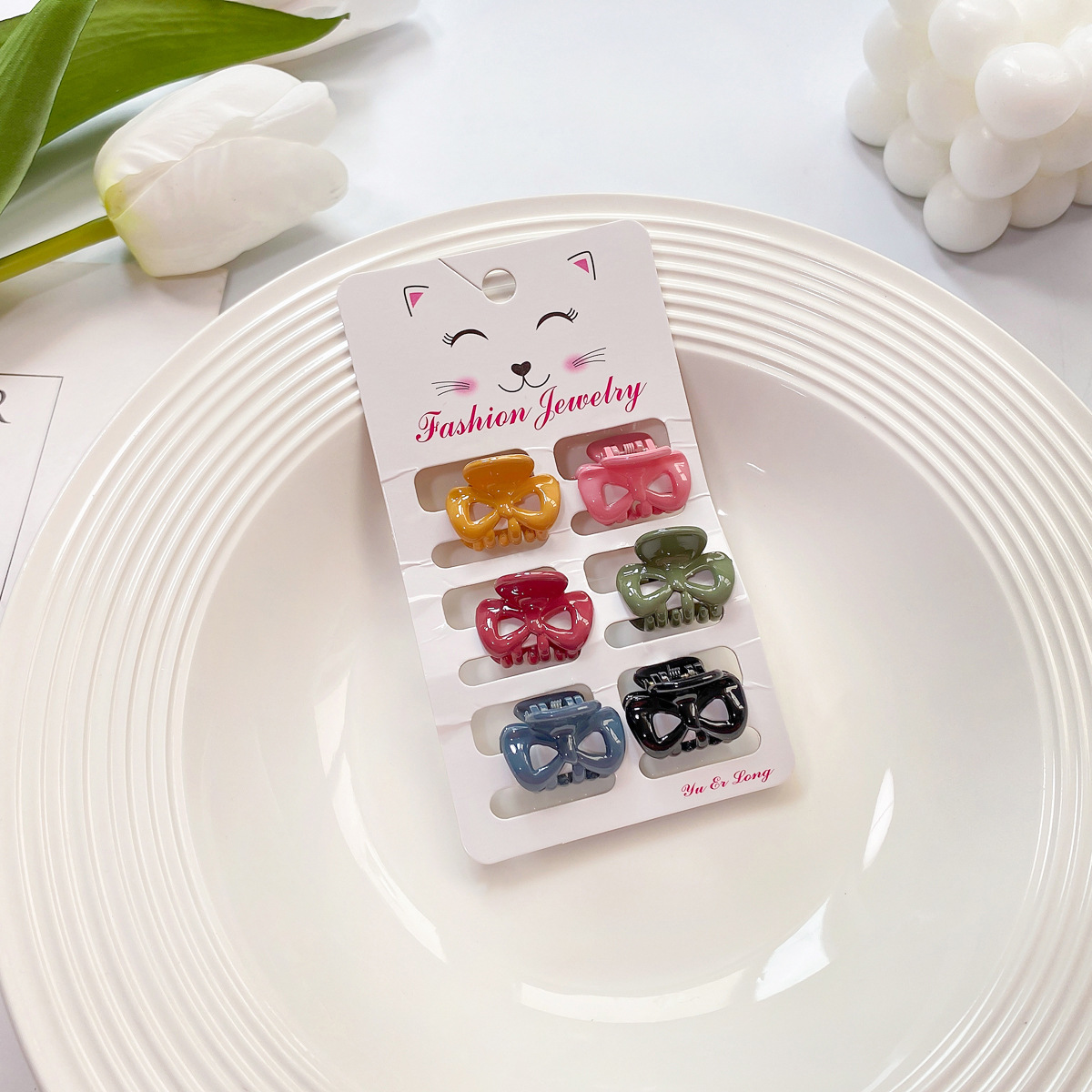 6PCS CANDY COLOR MINI HAIR CLAWS CUTE BANG CLIPS_CWAHA0727