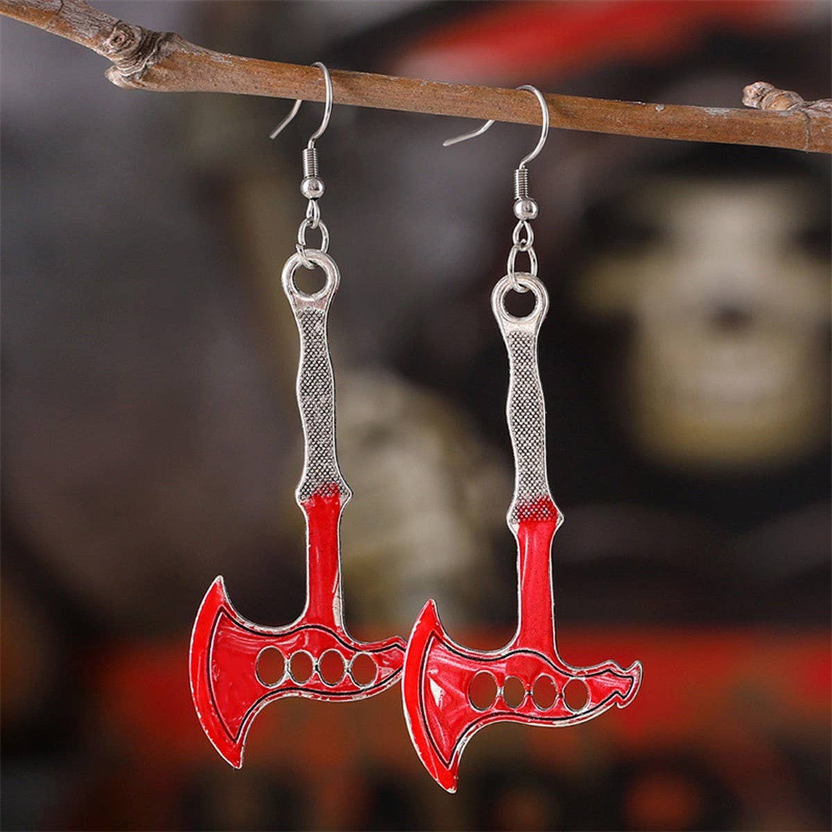 HALLOWEEN BLOODY HORROR SCISSORS AXE EARRINGS_CWAJE1972