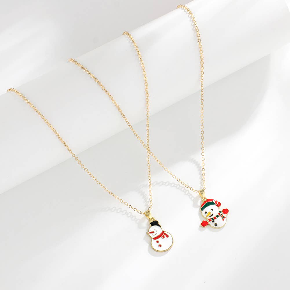 Christmas Snowman Christmas Tree Necklace Set