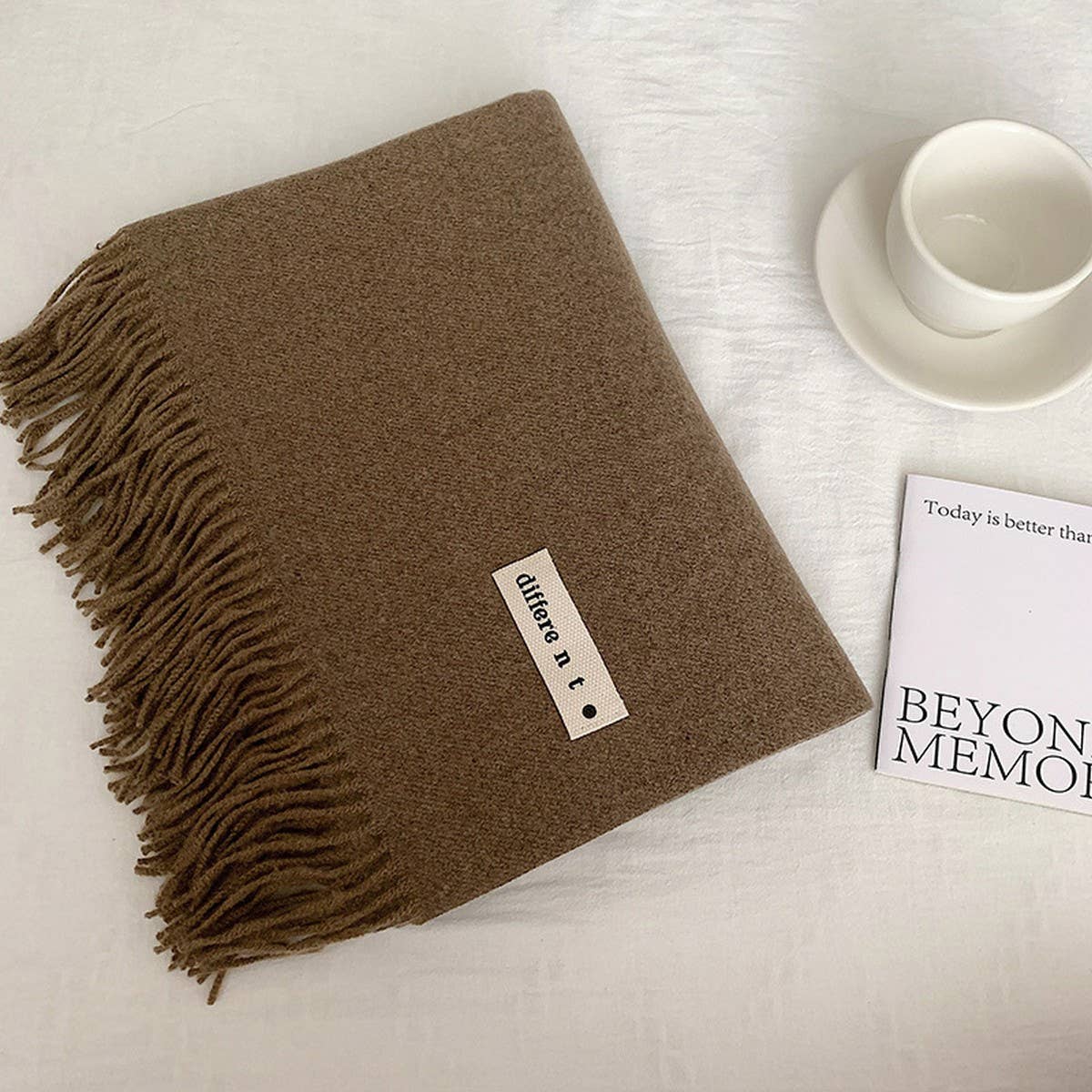 COLORBLOCK TASSEL SCARF THICK WRAP FOR STUDENTS_CWASC2281