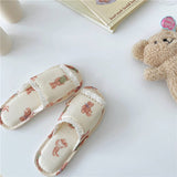 Vintage Lace Rabbit Bear Open Toe Home Slippers_Cwmm2978