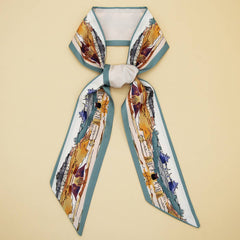 LETTER FLORAL SKINNY SCARF HAIR BOW BAG RIBBON_CWASC0070