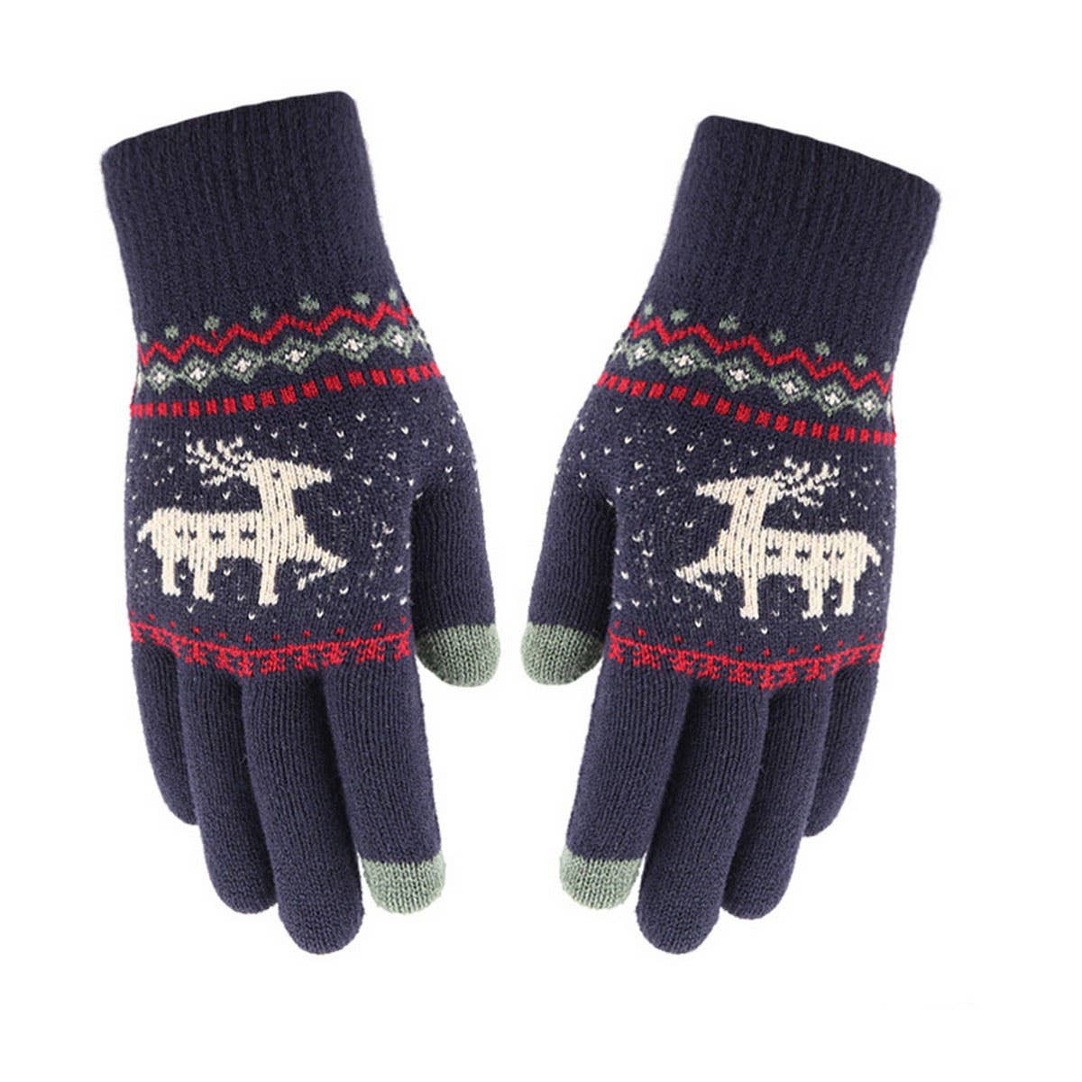 NEW JACQUARD DOUBLE LAYER DEER TOUCH SCREEN GLOVES_CWAG0239