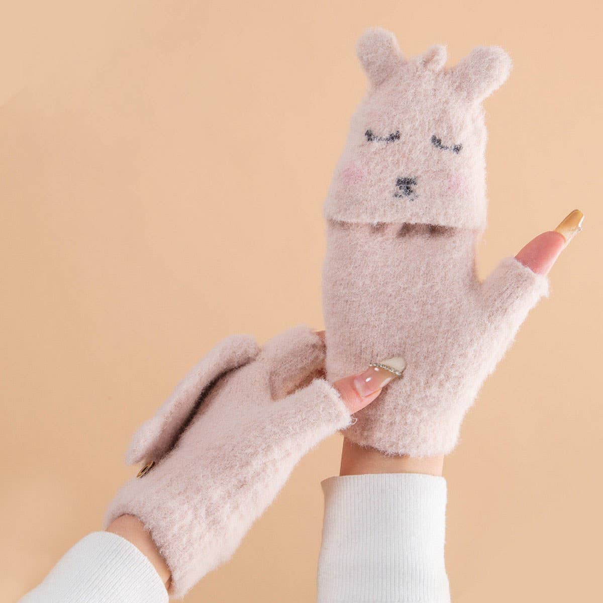 Winter Cute Half-Finger Velvet Warm Gloves_Cwag0241