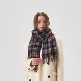 NORDIC PLAID WOOL SCARF WARM WINTER COUPLE WRAP_CWASC2357