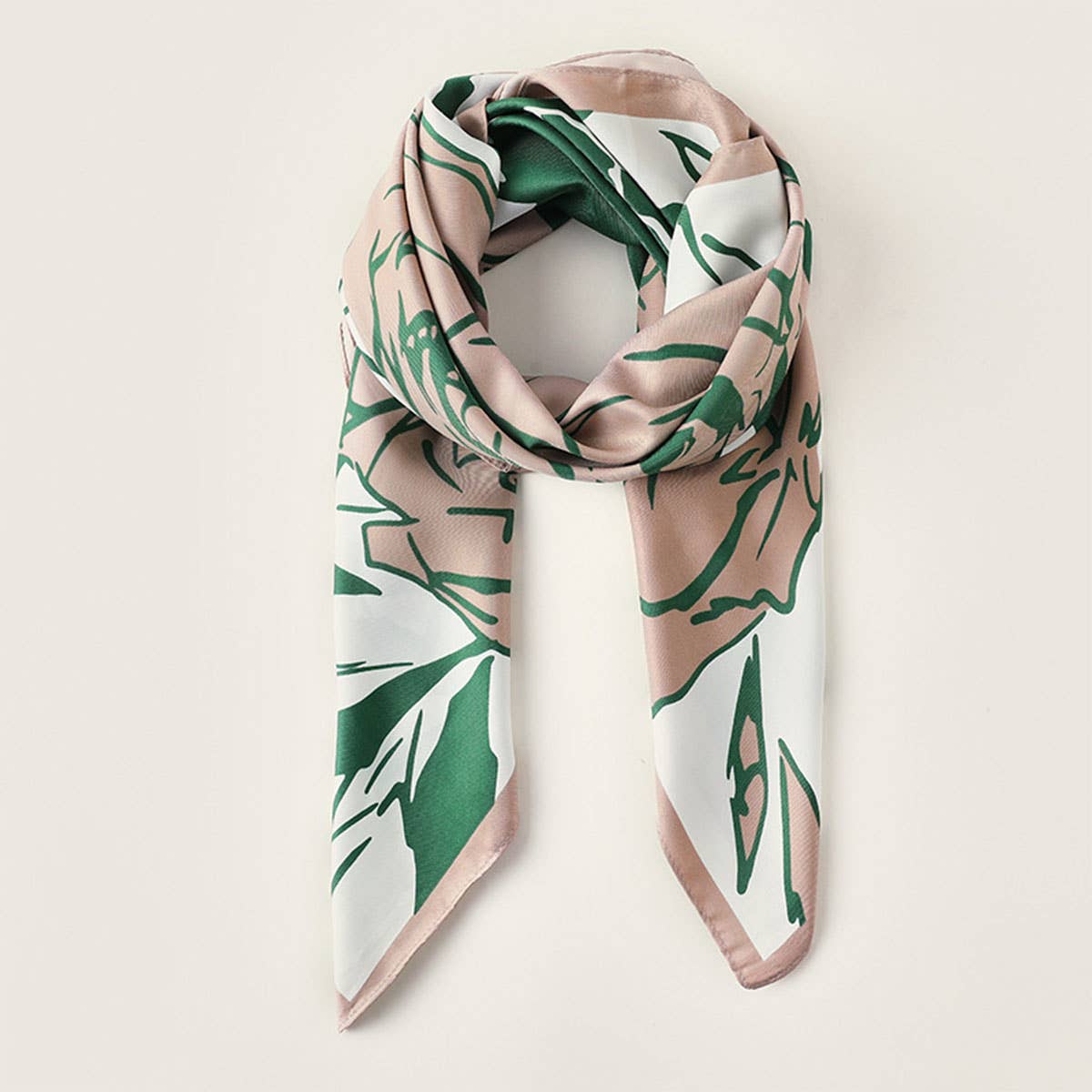 FLORAL PRINT SATIN SCARF FOR WOMEN LARGE SQUARE_CWASC0198