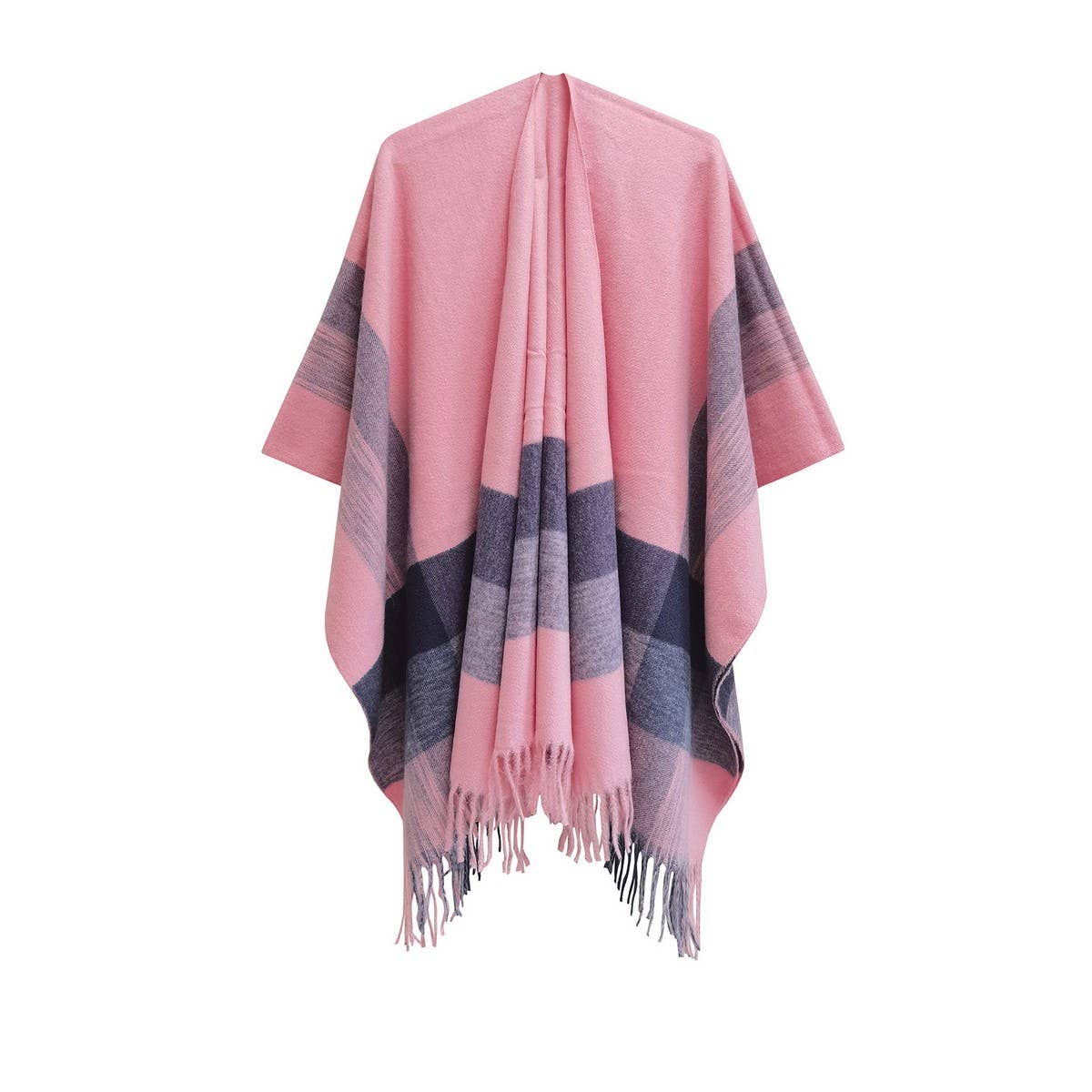 MONOCHROME STRIPED TASSEL WARM SHAWL CLOAK_CWASC0281