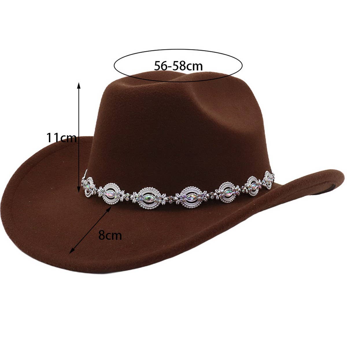MEN WOMEN ETHNIC WOOL COWBOY FEDORA JAZZ HAT_CWAH04459