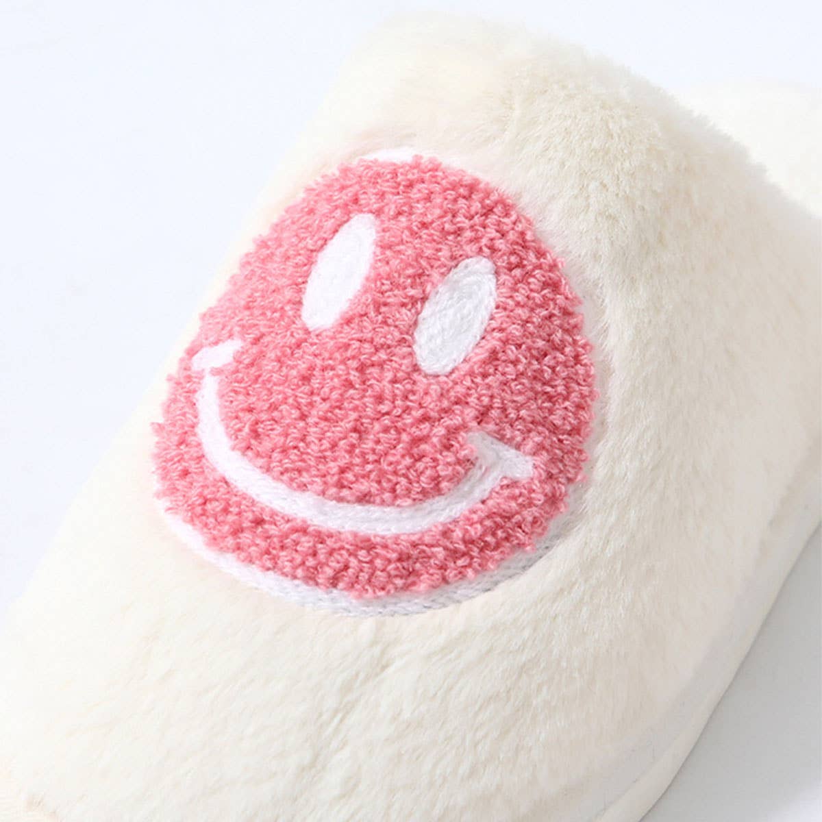COZY SMILING FACE SLIPPERS FUZZY SLIPPERS WOMEN_CWSHS0249