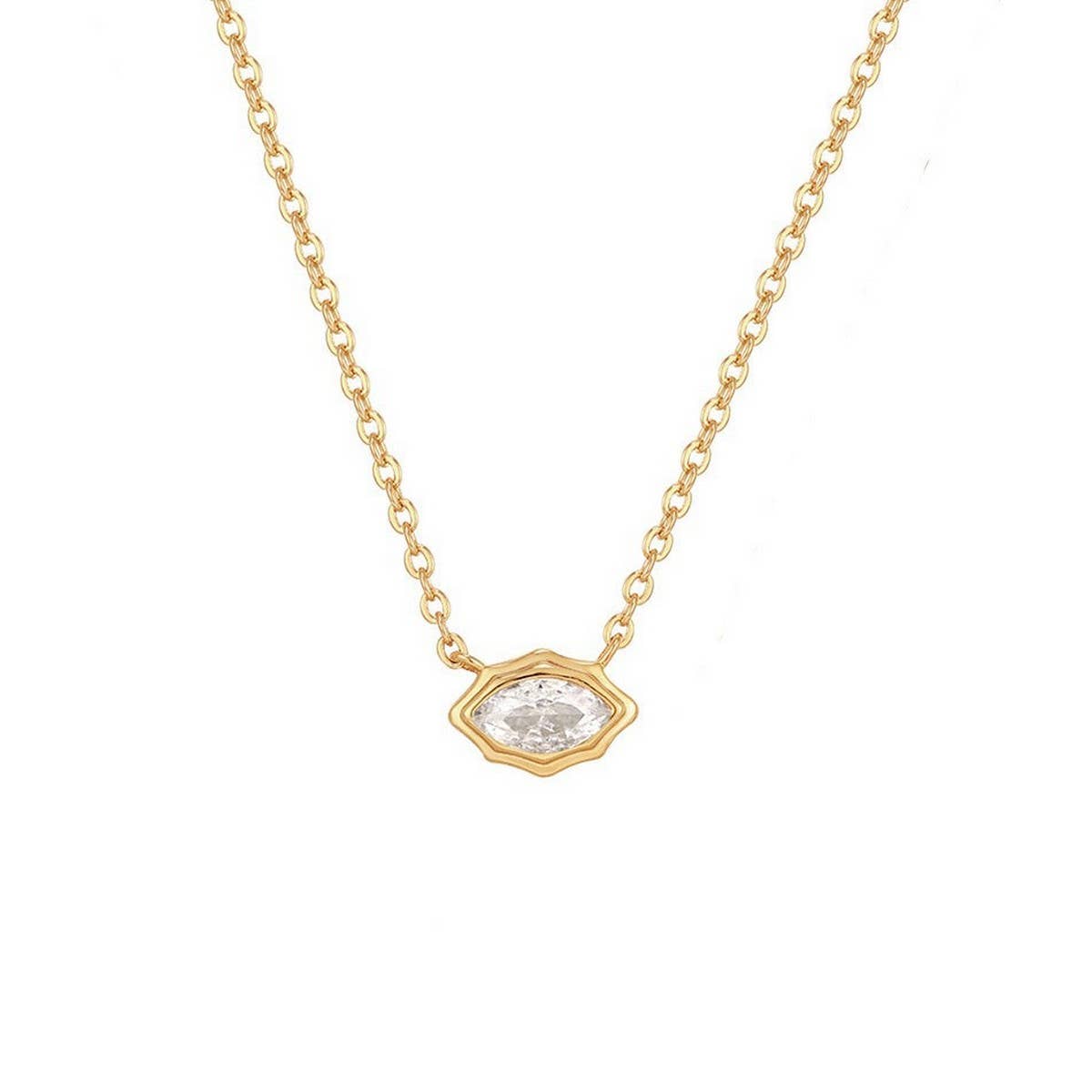 Zirconia Val Round Pendant Necklace_Cwmm5291