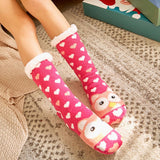 ROSE RED OWL MID TUBE PLUSH INDOOR SLIPPERS_CWMS0735