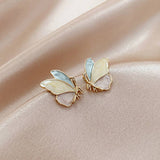 S925 Silver Oil-Dripping Butterfly Stud Earrings