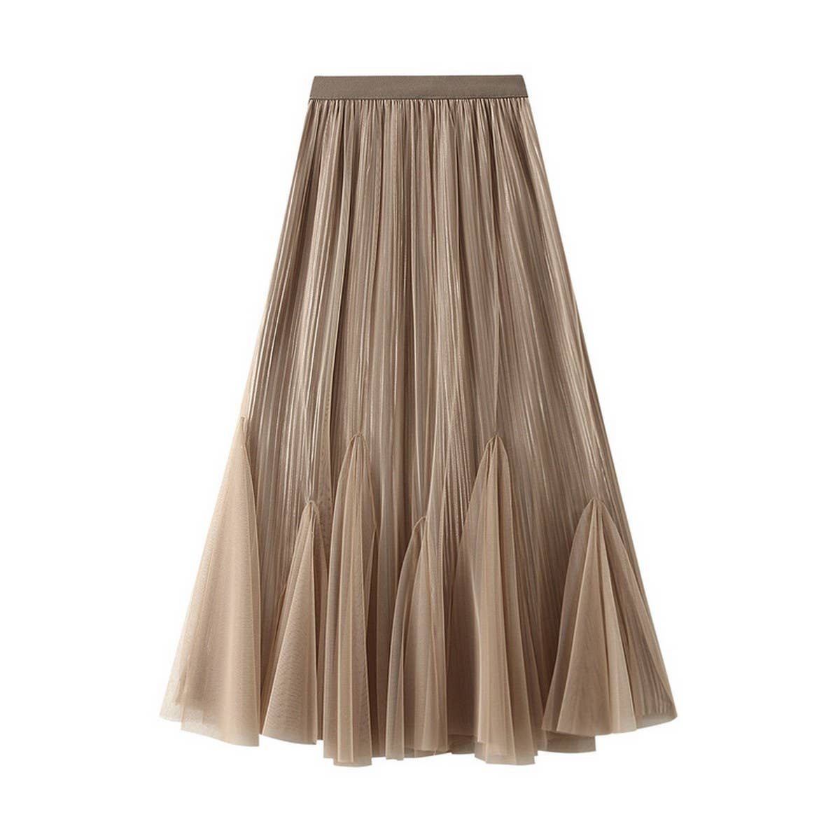 Vintage Tulle A-Line Flared Fishtail Skirt_Cwbms0372
