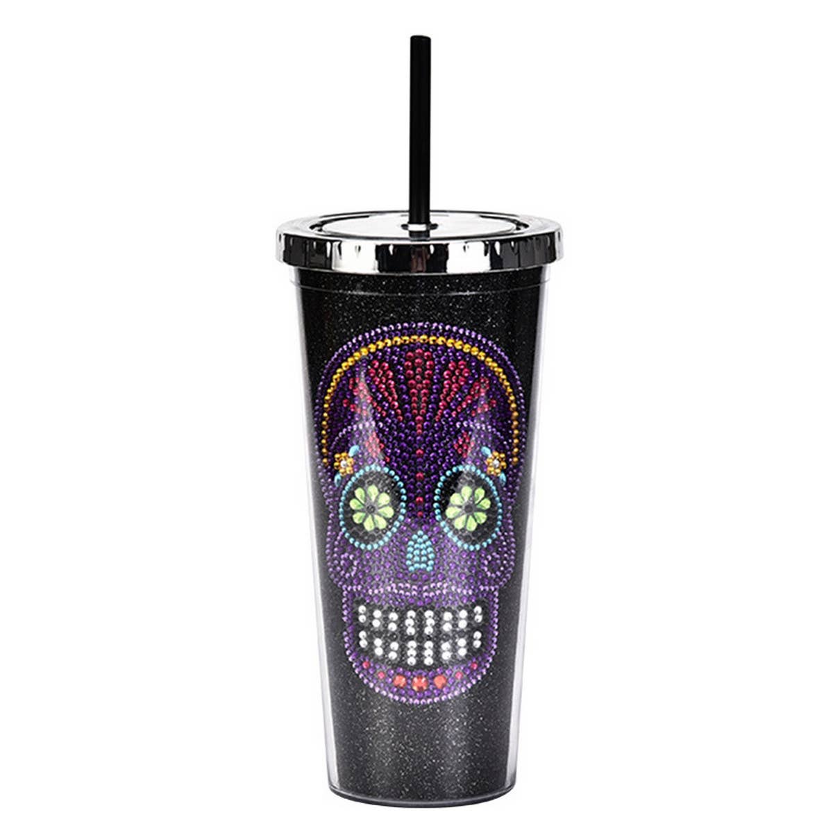 DOUBLE LAYER STRAW SKULL WATER CUP_CWMM0983