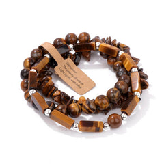 Cwaje3882_Rectangular Stone Beads Three-Piece Bracelet
