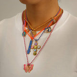 COLORFUL ROPE NECKLACE WITH BUTTERFLY CHARM_CWMM8805