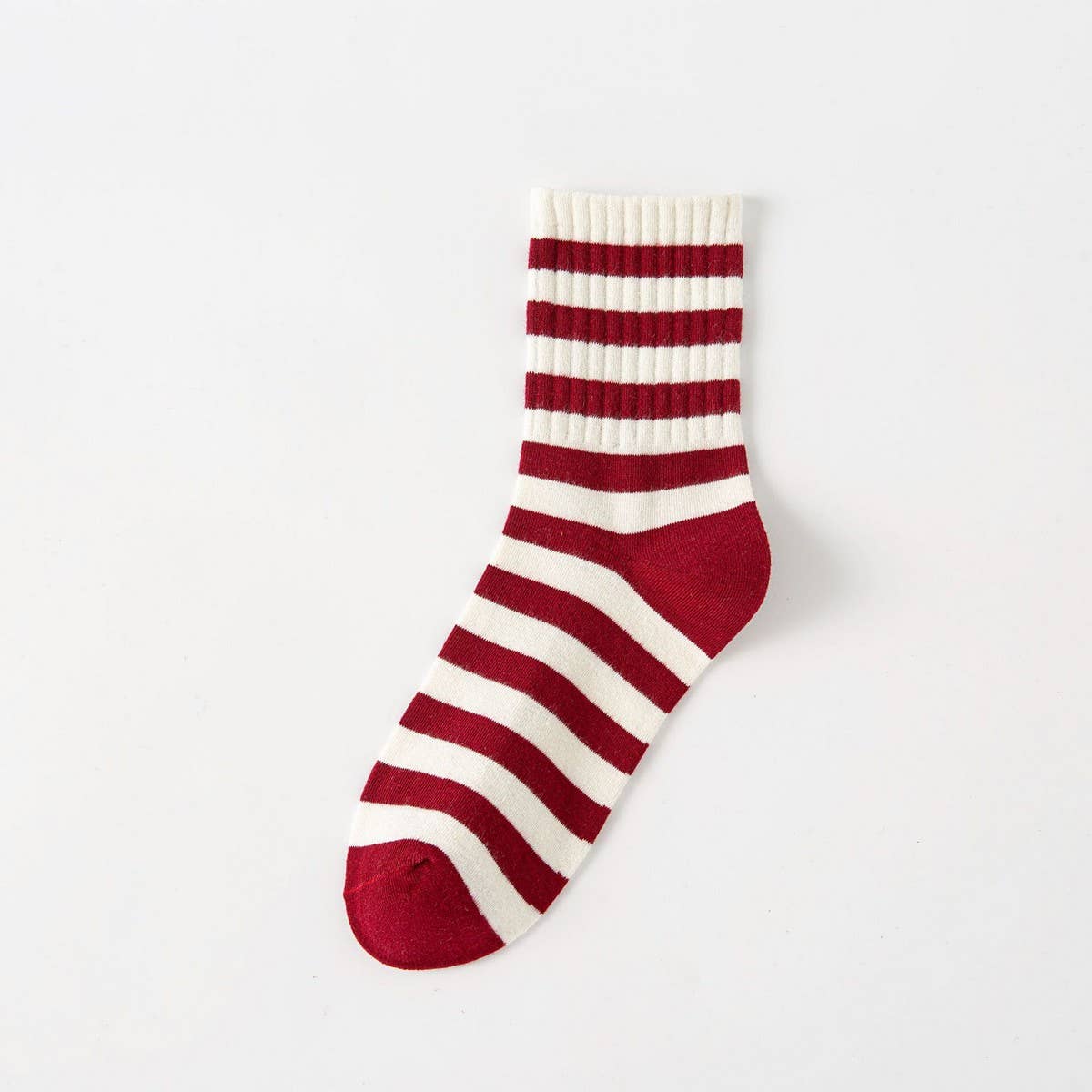 RED BOW COTTON CREW SOCKS FOR WOMEN STRIPED_CWMS1371