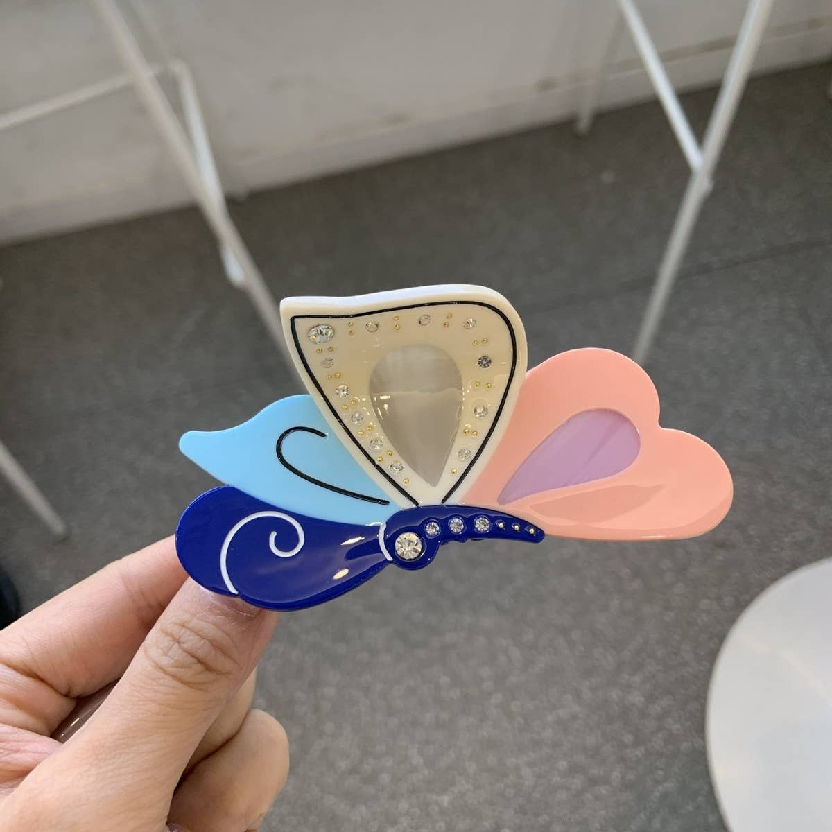 RHINESTONE BUTTERFLY HAIR CLAW CHIC SIMPLE CLIP_CWASC1599